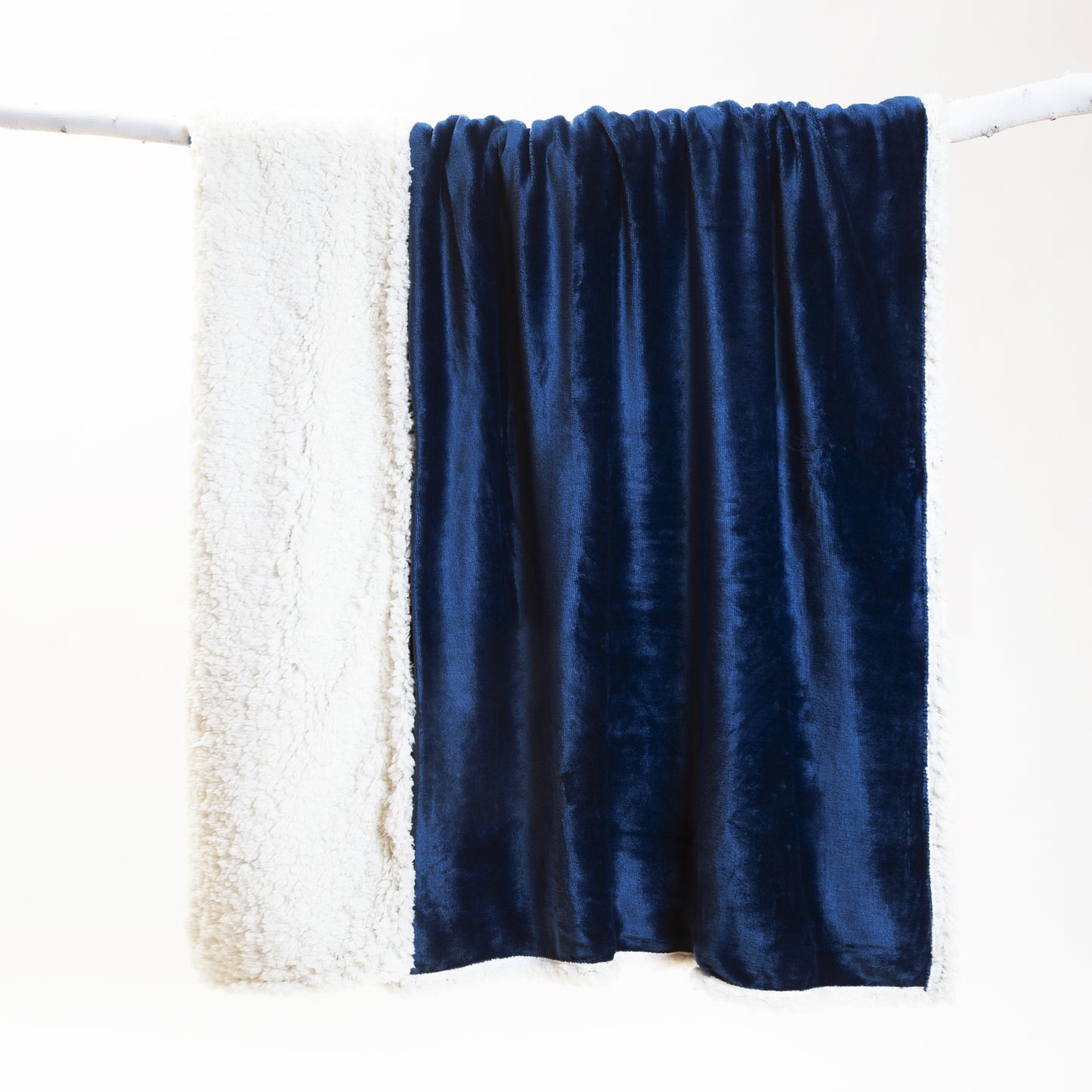 Navy Blue Plush Sherpa Throw