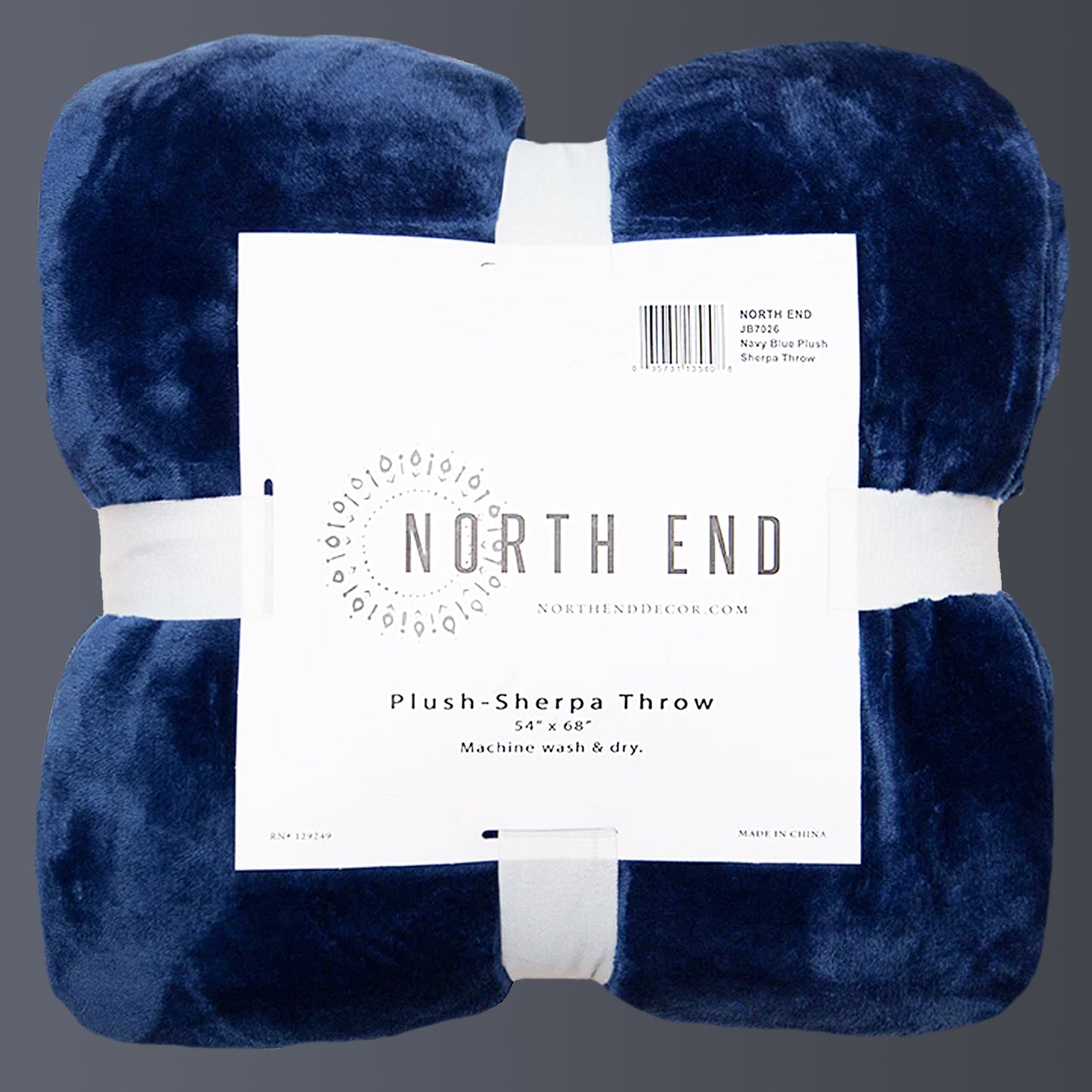 Navy Blue Plush Sherpa Throw