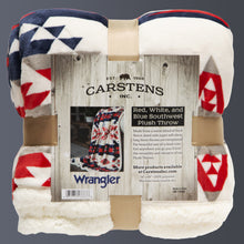 Load image into Gallery viewer, Wrangler® Red, White, and Blue Southwest Plush Sherpa Throw