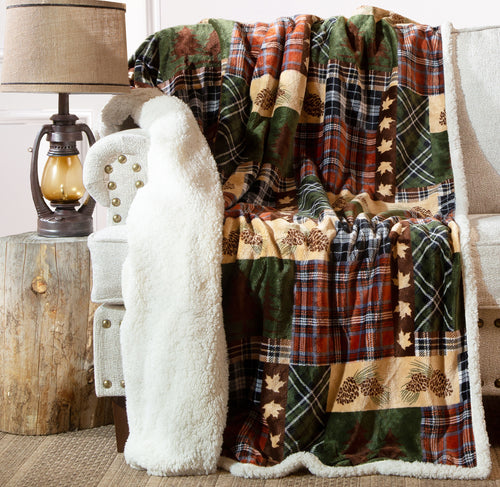 Tree Plaid Plush Sherpa Throw