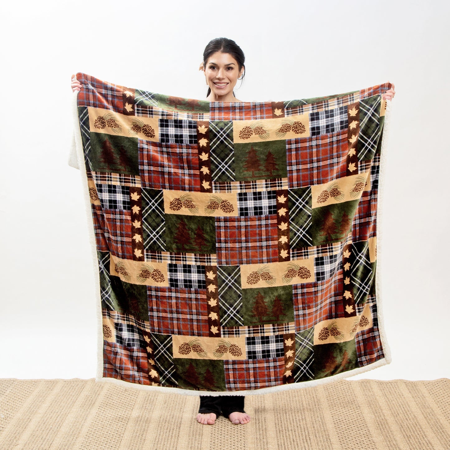 Tree Plaid Plush Sherpa Throw