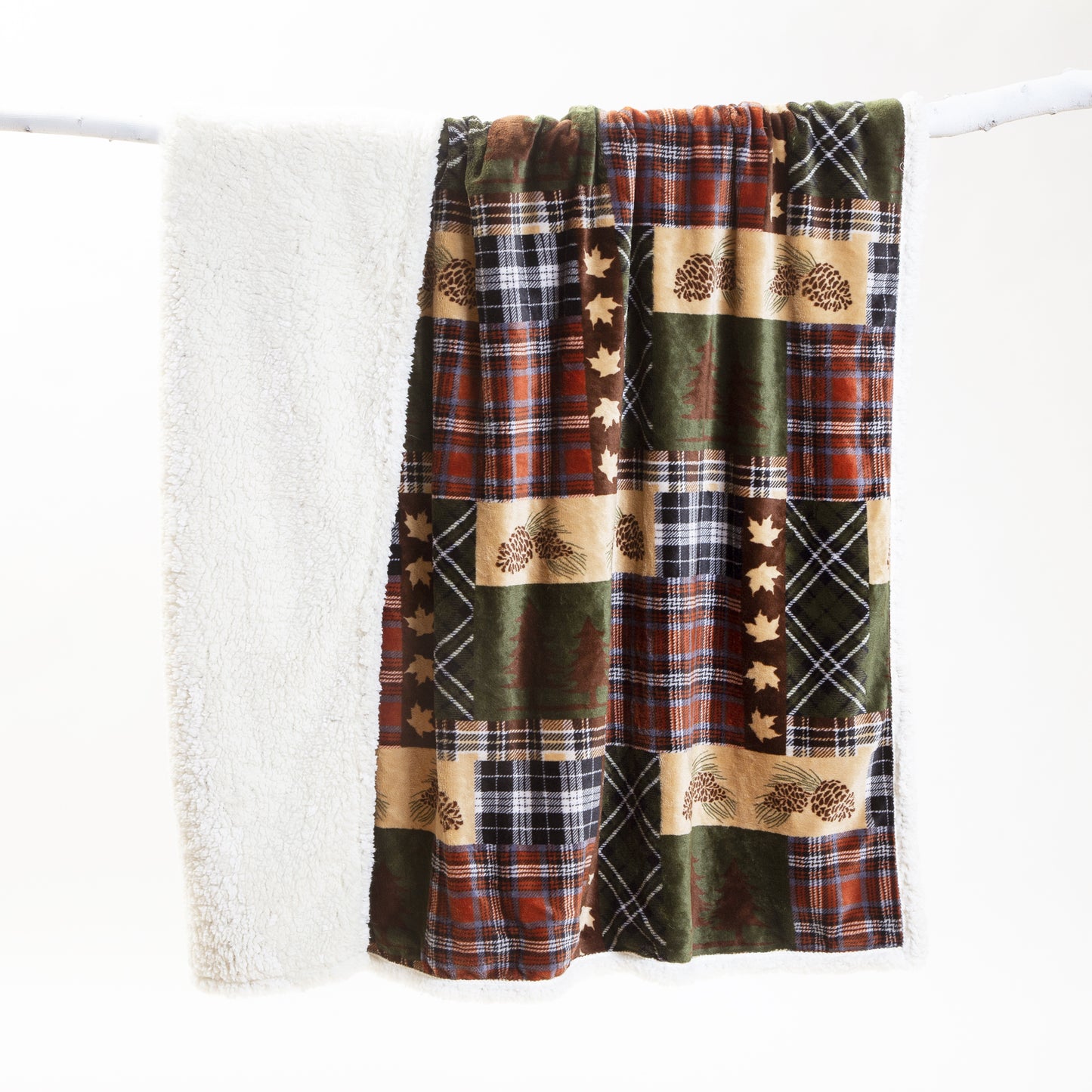 Tree Plaid Plush Sherpa Throw