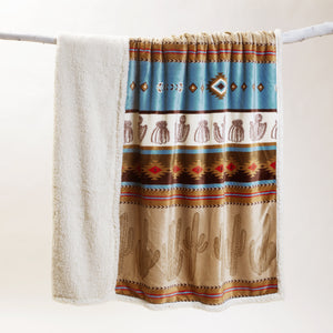 Cactus Stripe Plush Sherpa Throw