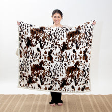 Load image into Gallery viewer, Wrangler® Tri-color Cowhide Plush Sherpa Throw