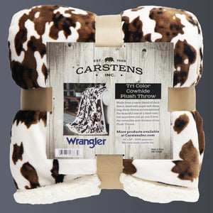 Wrangler® Tri-color Cowhide Plush Sherpa Throw