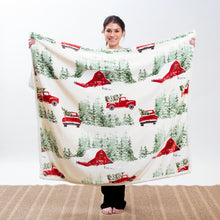 Load image into Gallery viewer, Christmas Barn and Truck Plush Sherpa Throw