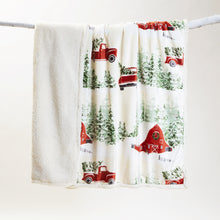 Load image into Gallery viewer, Christmas Barn and Truck Plush Sherpa Throw