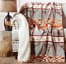 Load image into Gallery viewer, Longhorn Plush Sherpa Throw