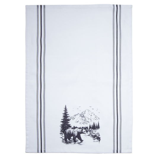 Bear with Stripes Tea Towel