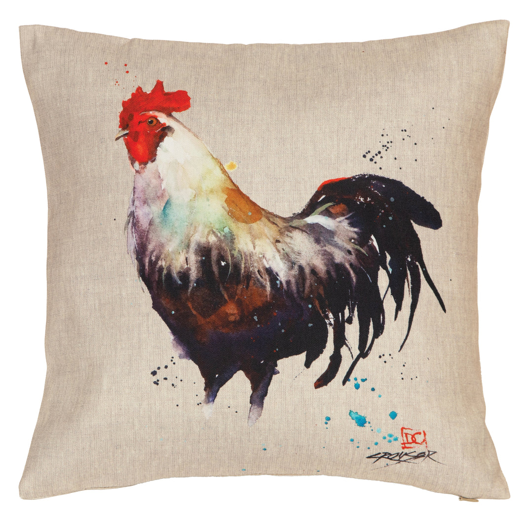 White & Black Rooster Outdoor Pillow