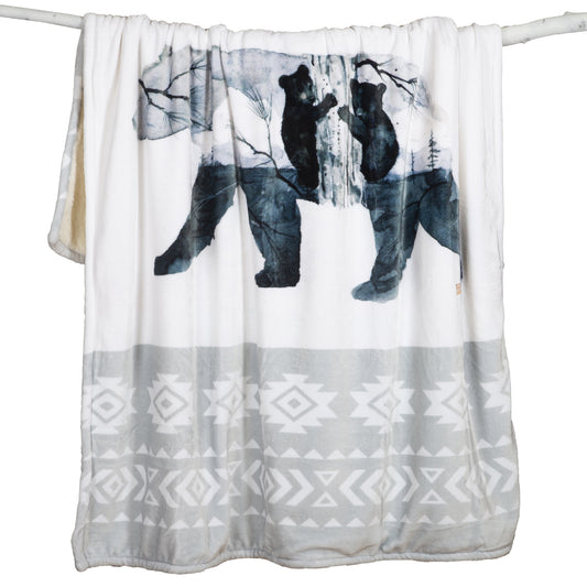 Dean Crouser Mama Bear & Cubs Plush Sherpa Throw Blanket