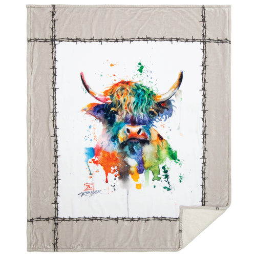 Dean Crouser Highland Cow Plush Sherpa Throw Blanket