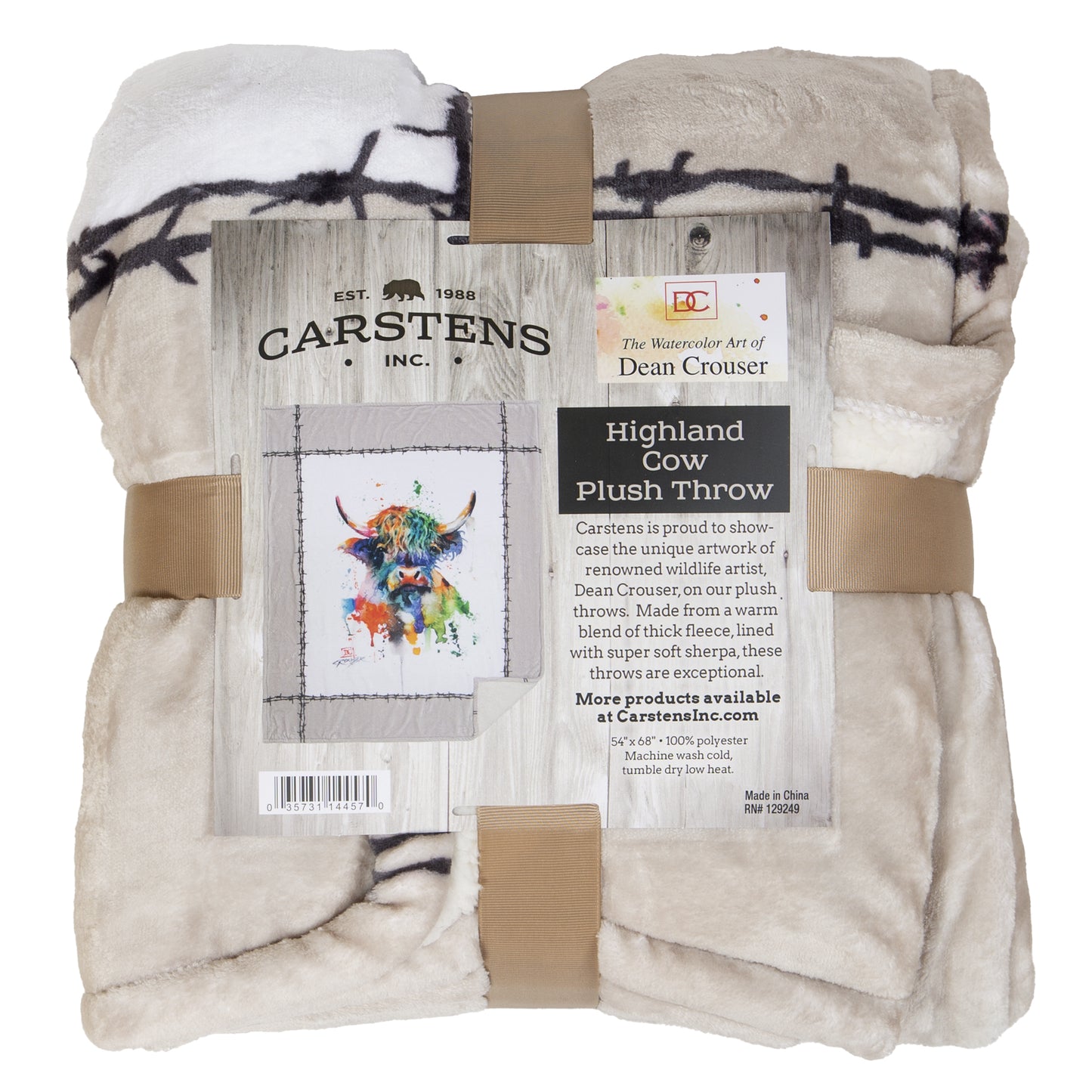 Dean Crouser Highland Cow Plush Sherpa Throw Blanket