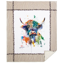 Load image into Gallery viewer, Dean Crouser Highland Cow Plush Sherpa Throw Blanket