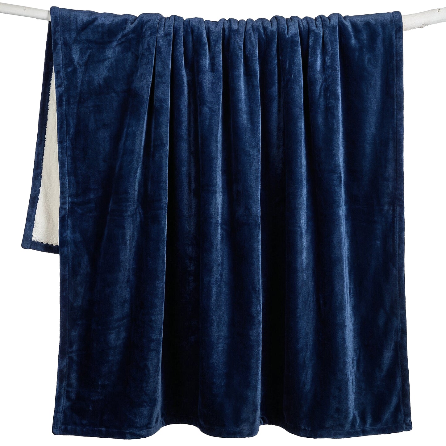 Navy Blue Plush Sherpa Throw
