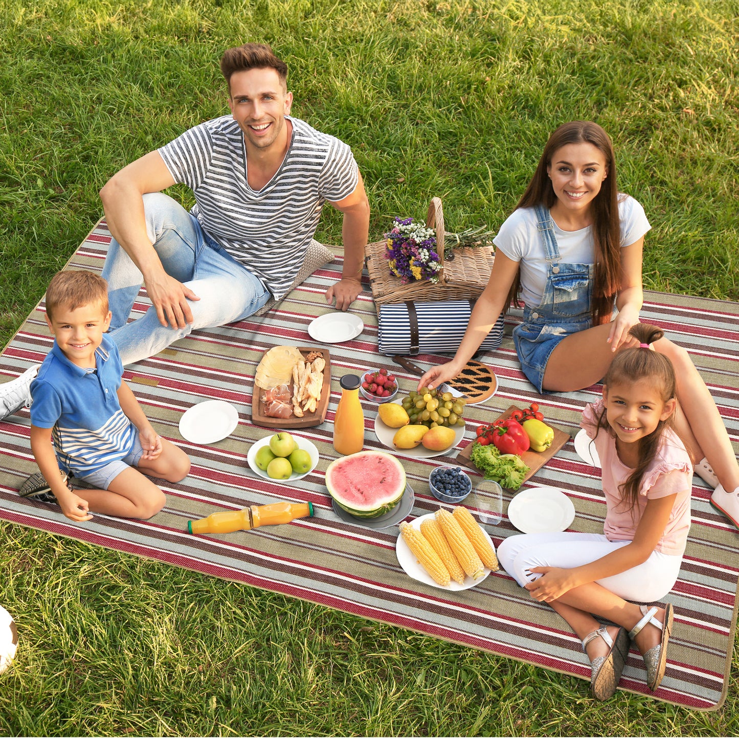 Meadow Stripe Woven Picnic Blanket