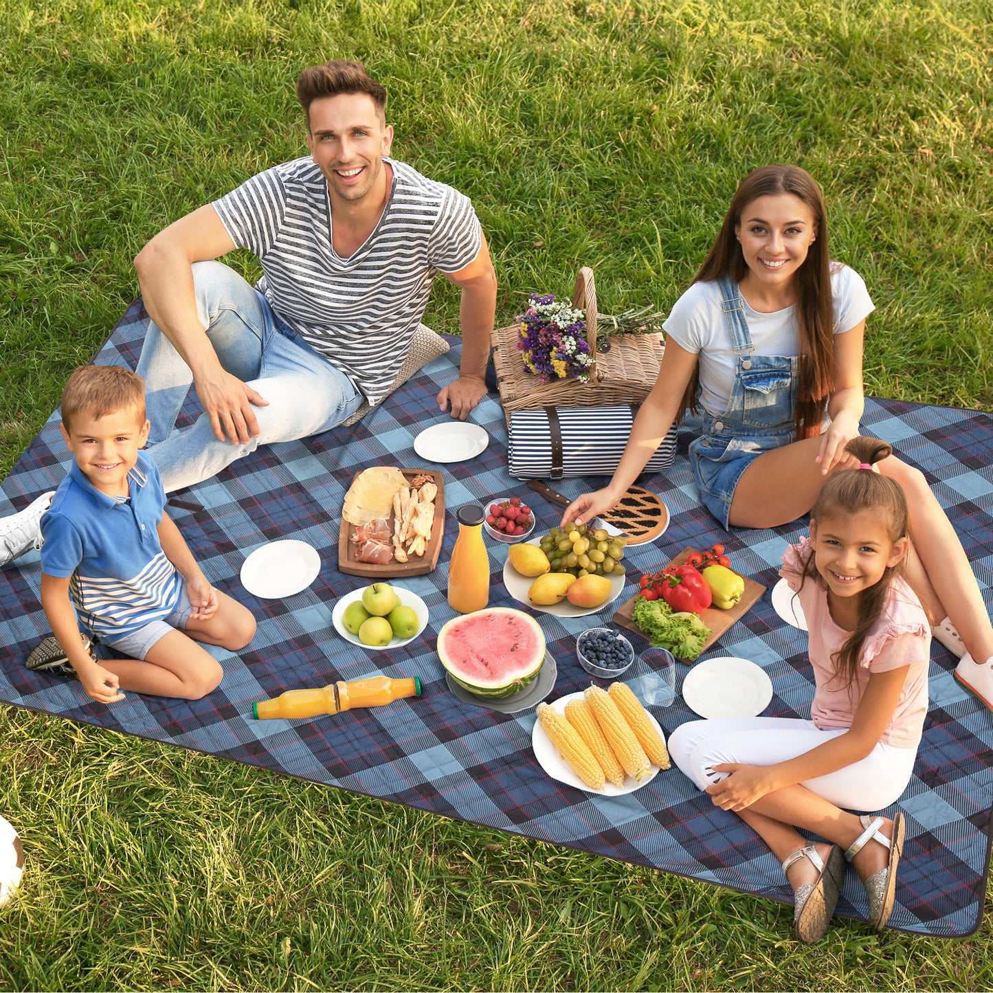 Stormy Plaid Printed Picnic Blanket