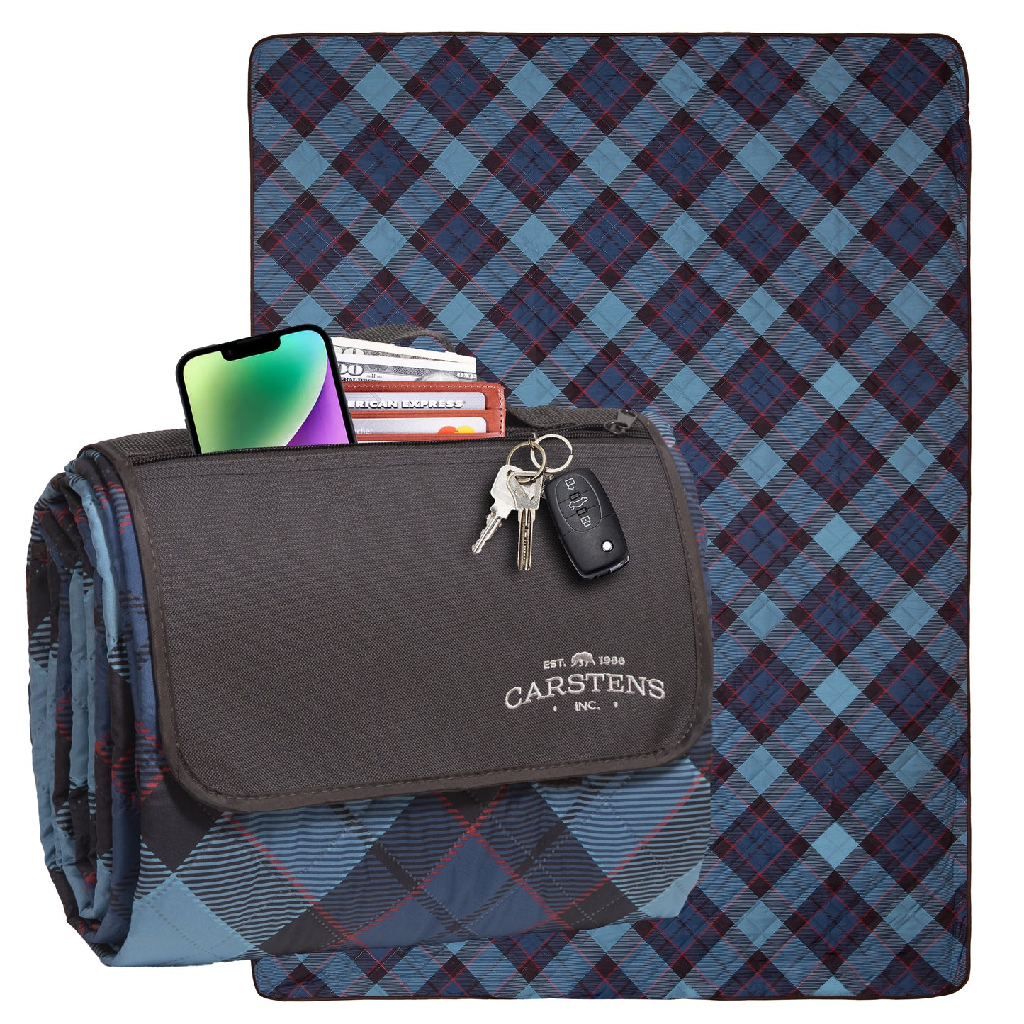 Stormy Plaid Printed Picnic Blanket