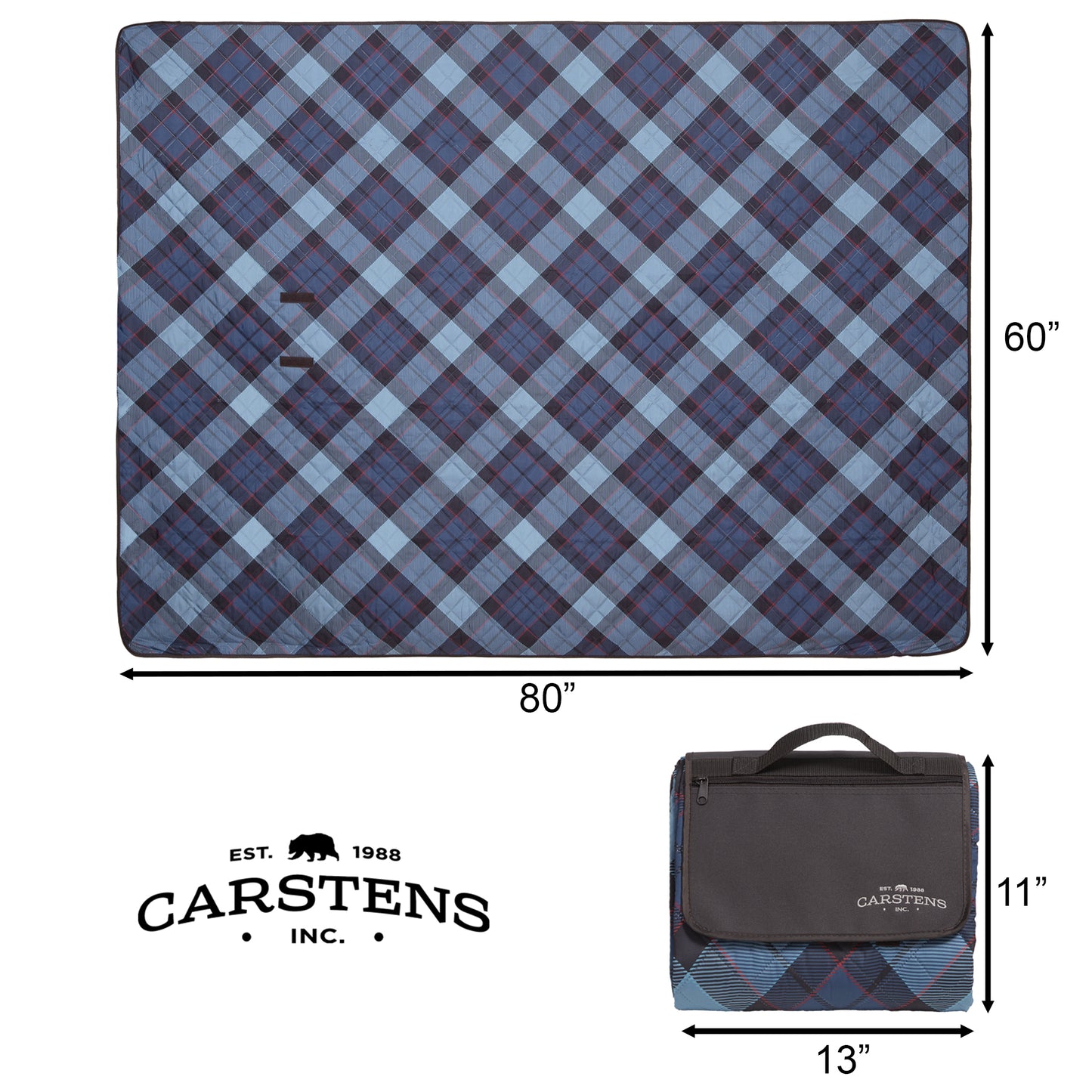 Stormy Plaid Printed Picnic Blanket