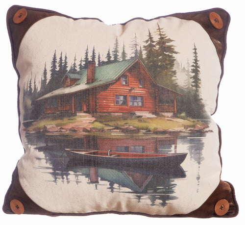 Cabin and Canoe Pillow