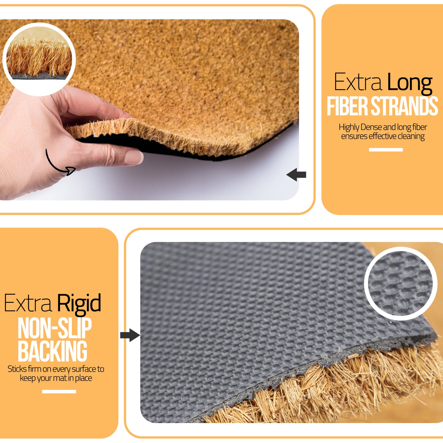 Black and White Check Welcome Coir Mat