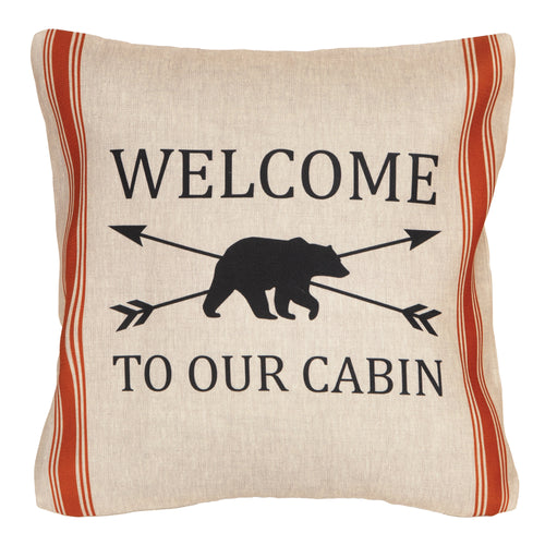 Welcome to Our Cabin Bear Outdoor Pillow