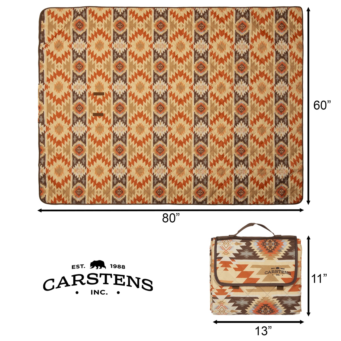 Aztec Printed Stripe Picnic Blanket