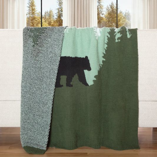 Smoky Mountain Bear Stretchy Throw Blanket