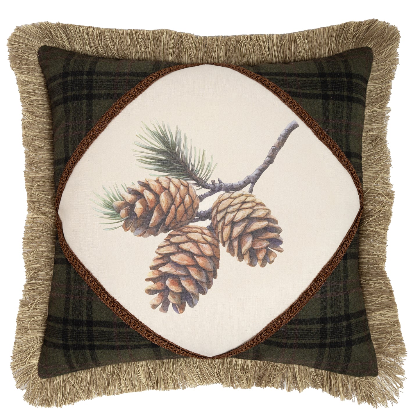 Plaid Pinecone Pillow