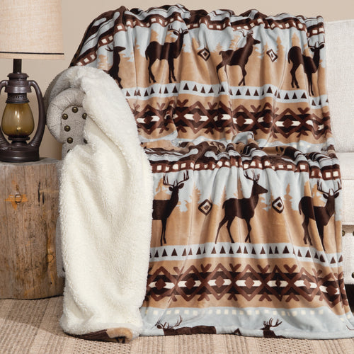 Buck Lake Plush Sherpa Throw Blanket