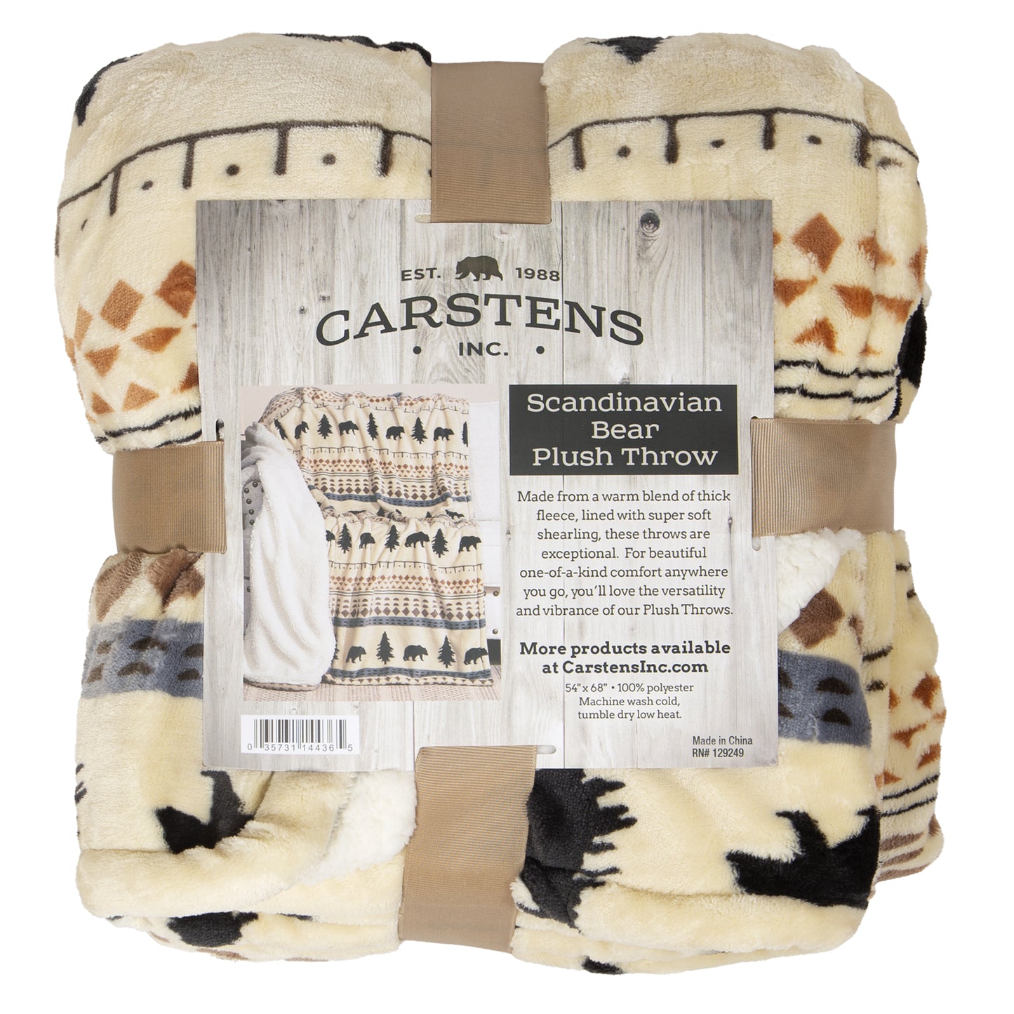 Scandinavian Bear Sherpa Throw Blanket