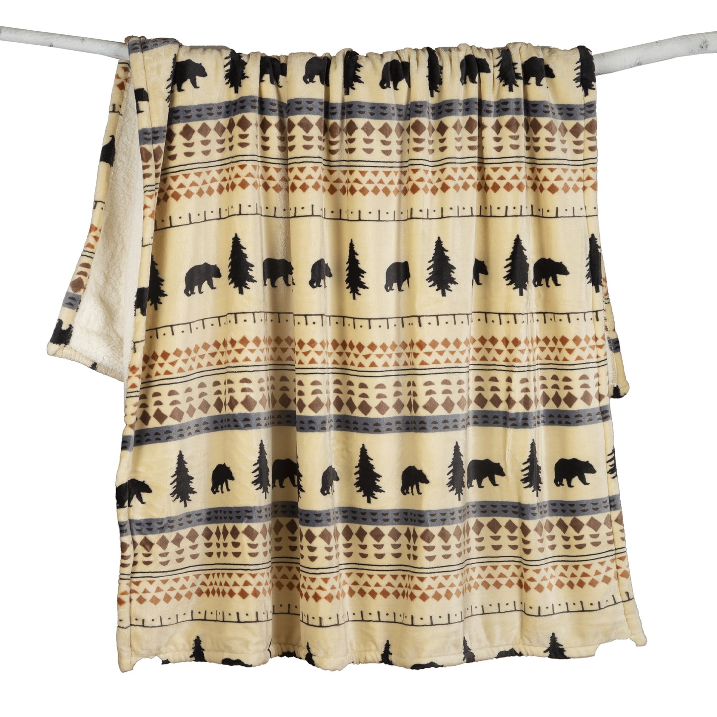 Scandinavian Bear Sherpa Throw Blanket