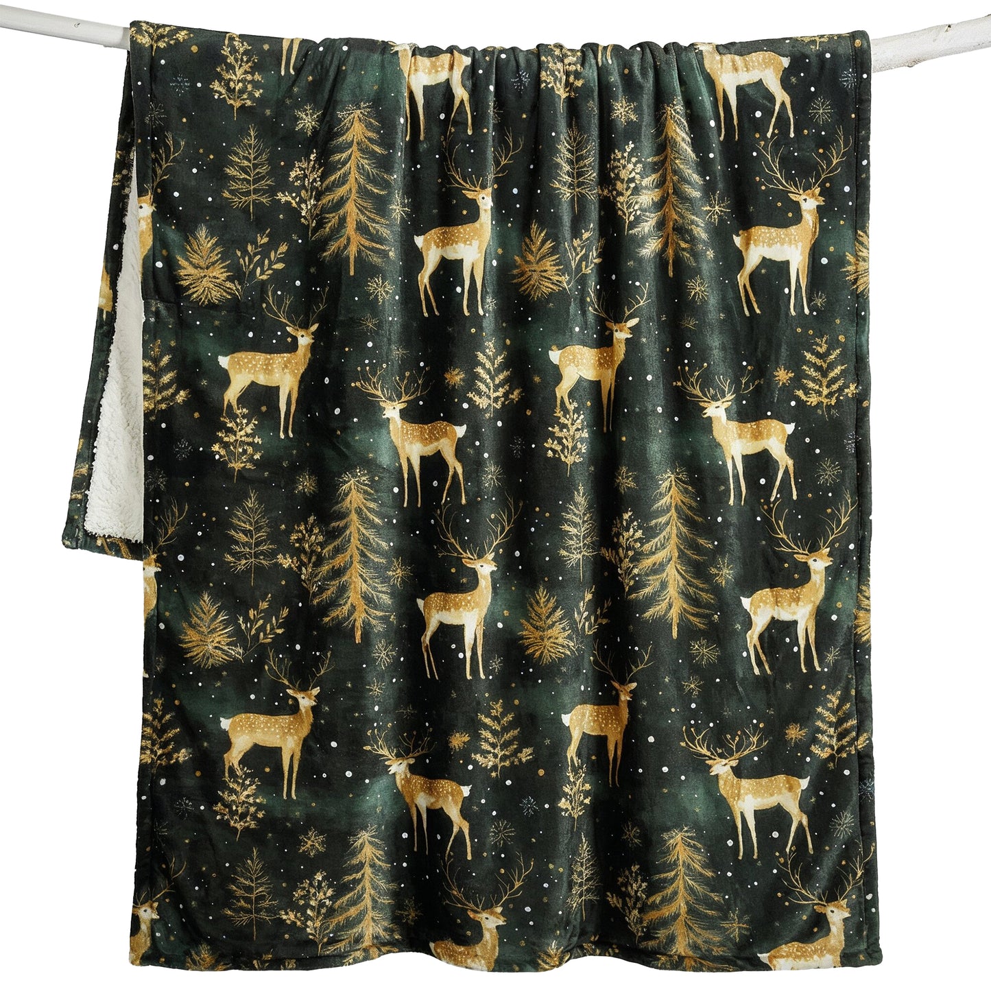 Green & Gold Sherpa Throw Blanket