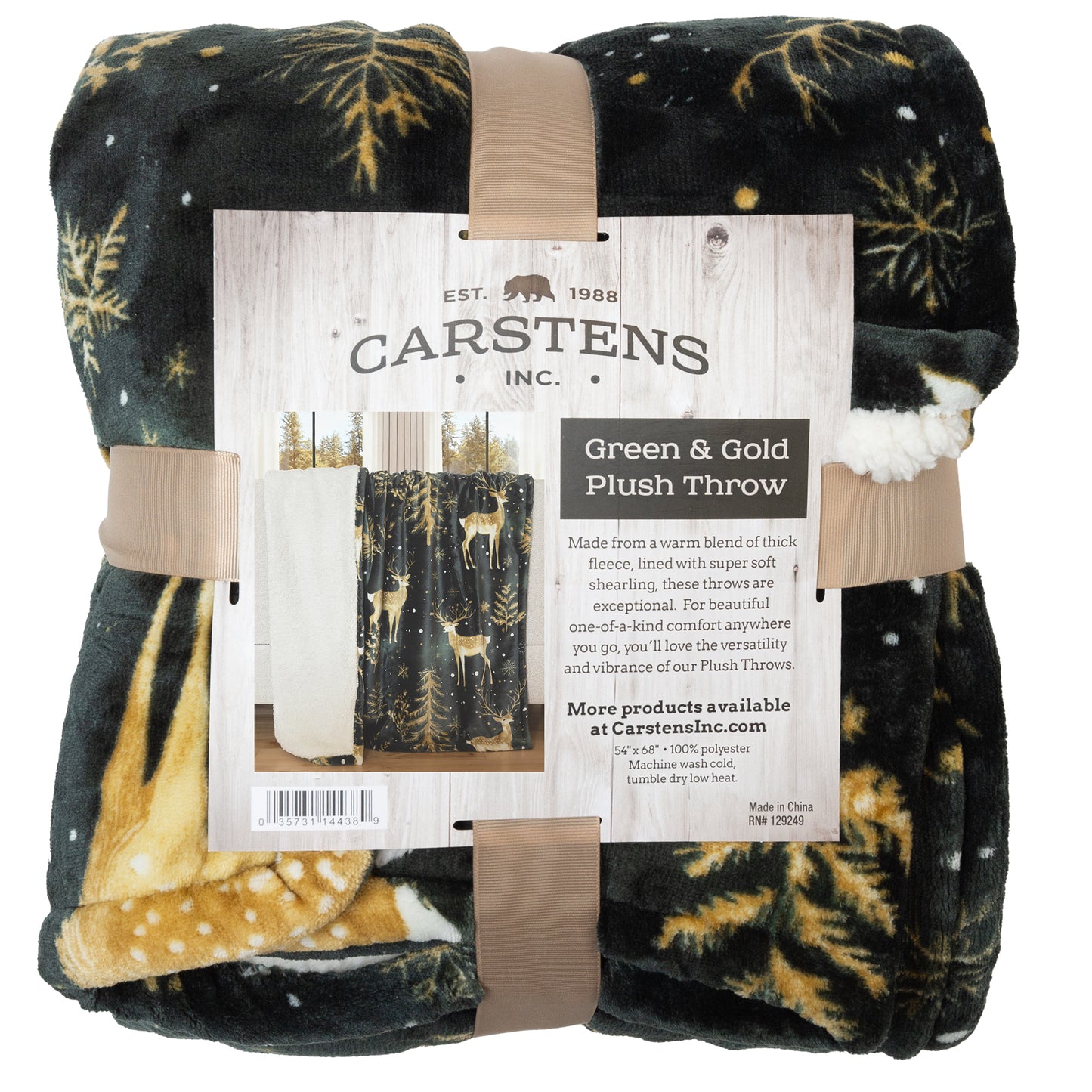 Green & Gold Sherpa Throw Blanket