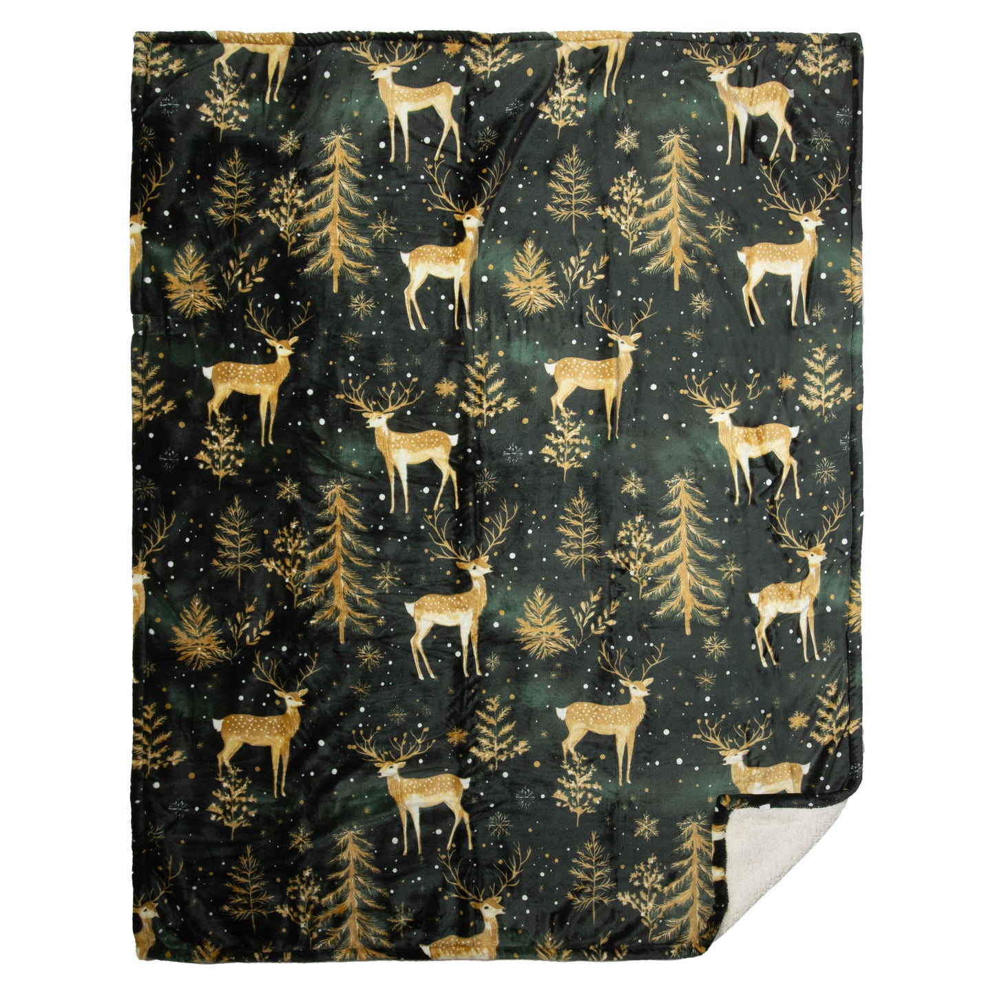 Green & Gold Sherpa Throw Blanket
