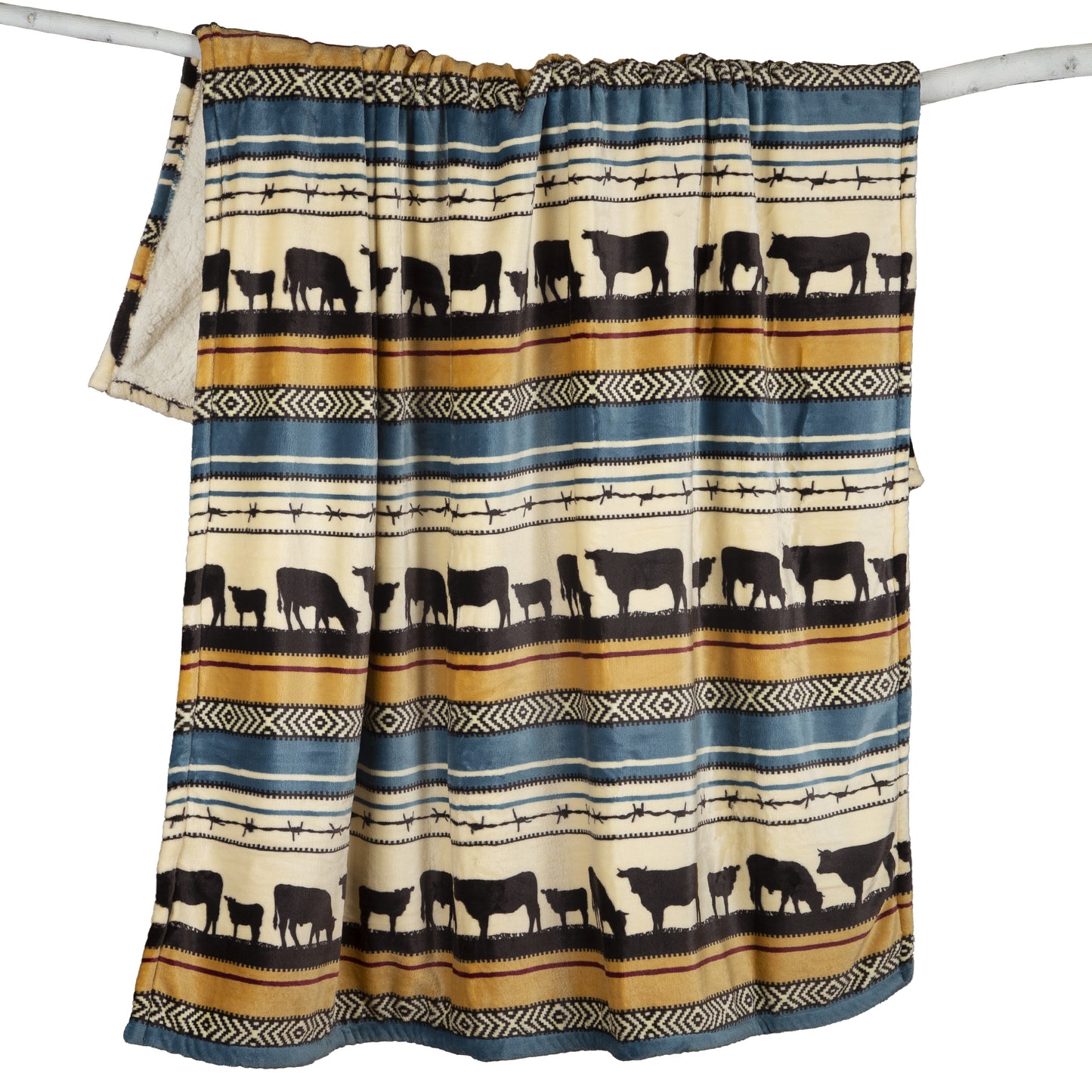Morning On the Farm Plush Sherpa Throw Blanket