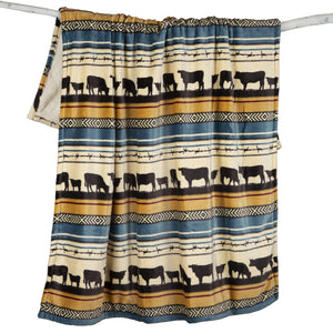 Morning On the Farm Plush Sherpa Throw Blanket