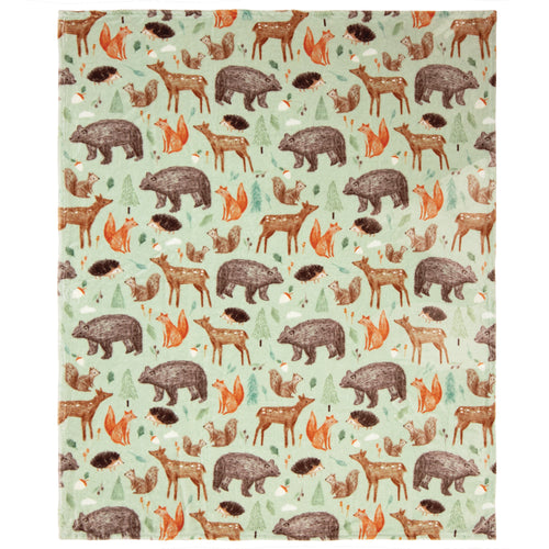 Woodland Fox Plush Throw Blanket