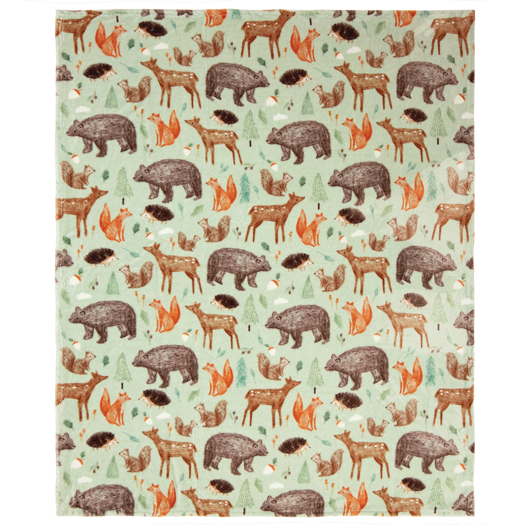 Woodland Fox Plush Throw Blanket