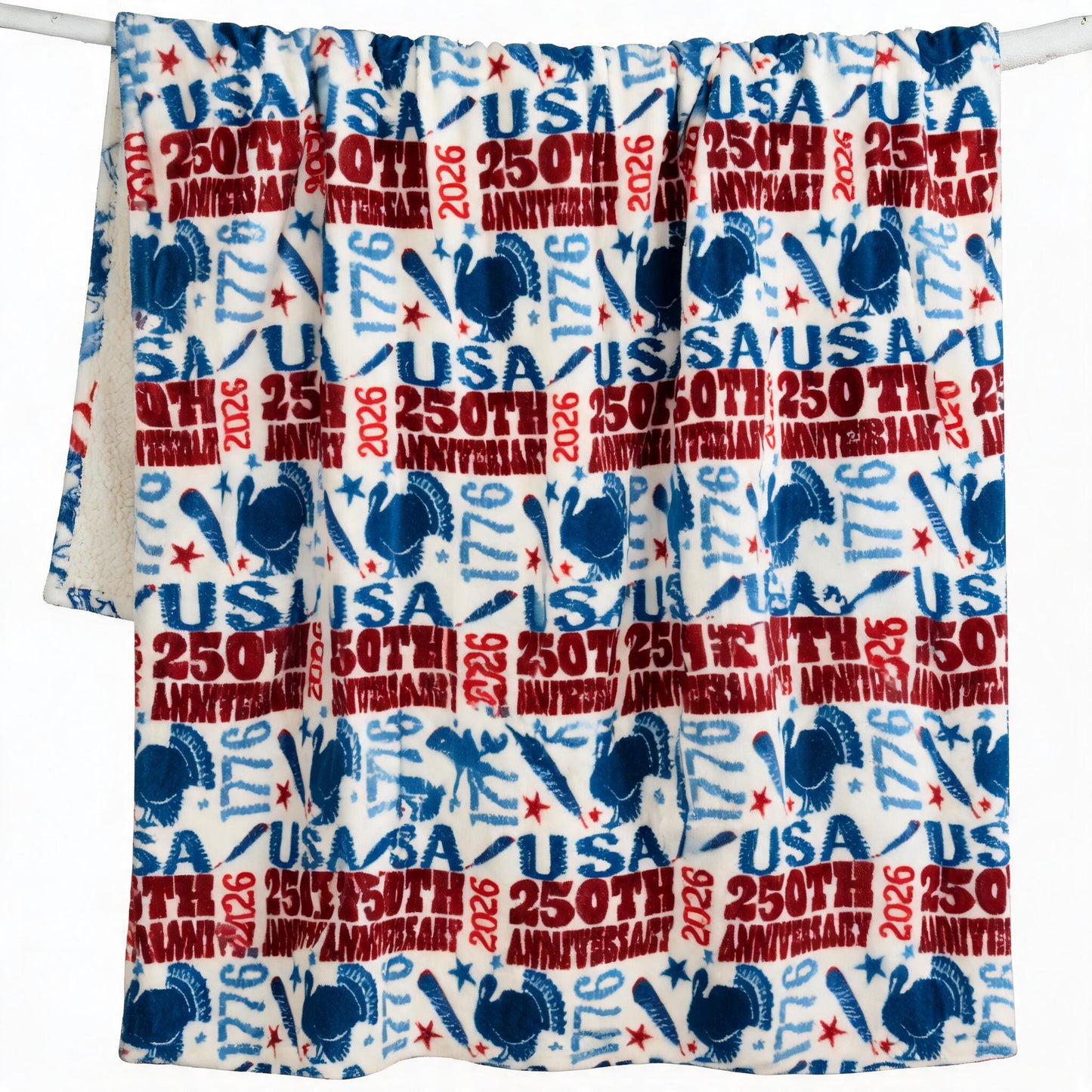 USA 250th Anniversary Plush Sherpa Throw Blanket