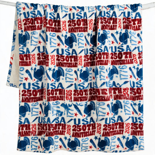USA 250th Anniversary "National Bird" Plush Sherpa Throw Blanket