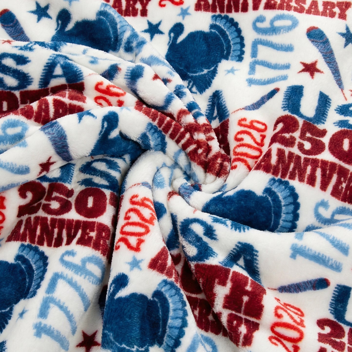 USA 250th Anniversary Plush Sherpa Throw Blanket
