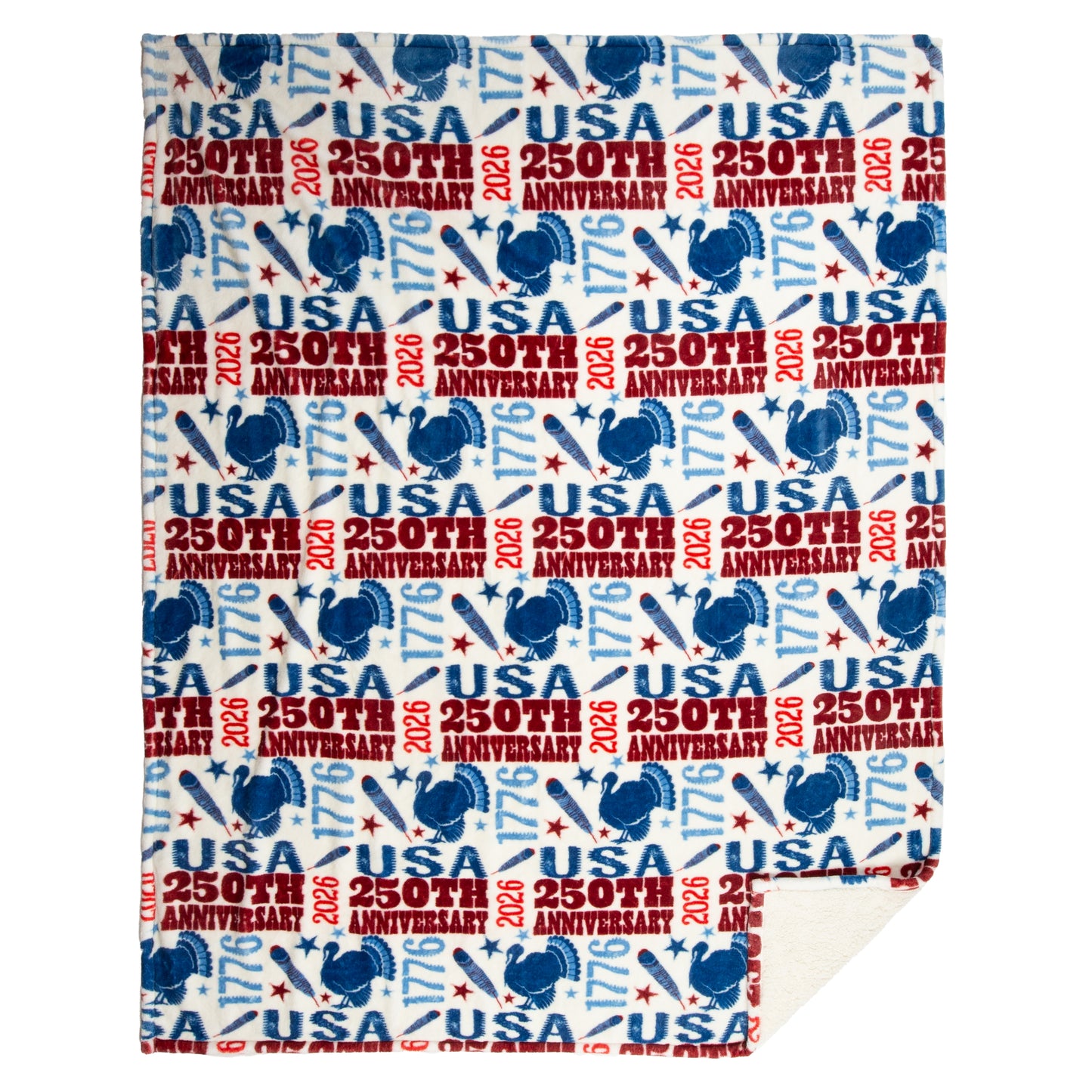 USA 250th Anniversary Plush Sherpa Throw Blanket