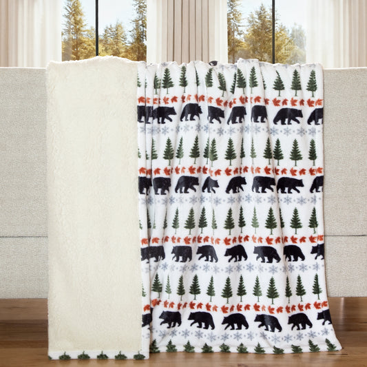 Evergreen Bear Plush Sherpa Throw