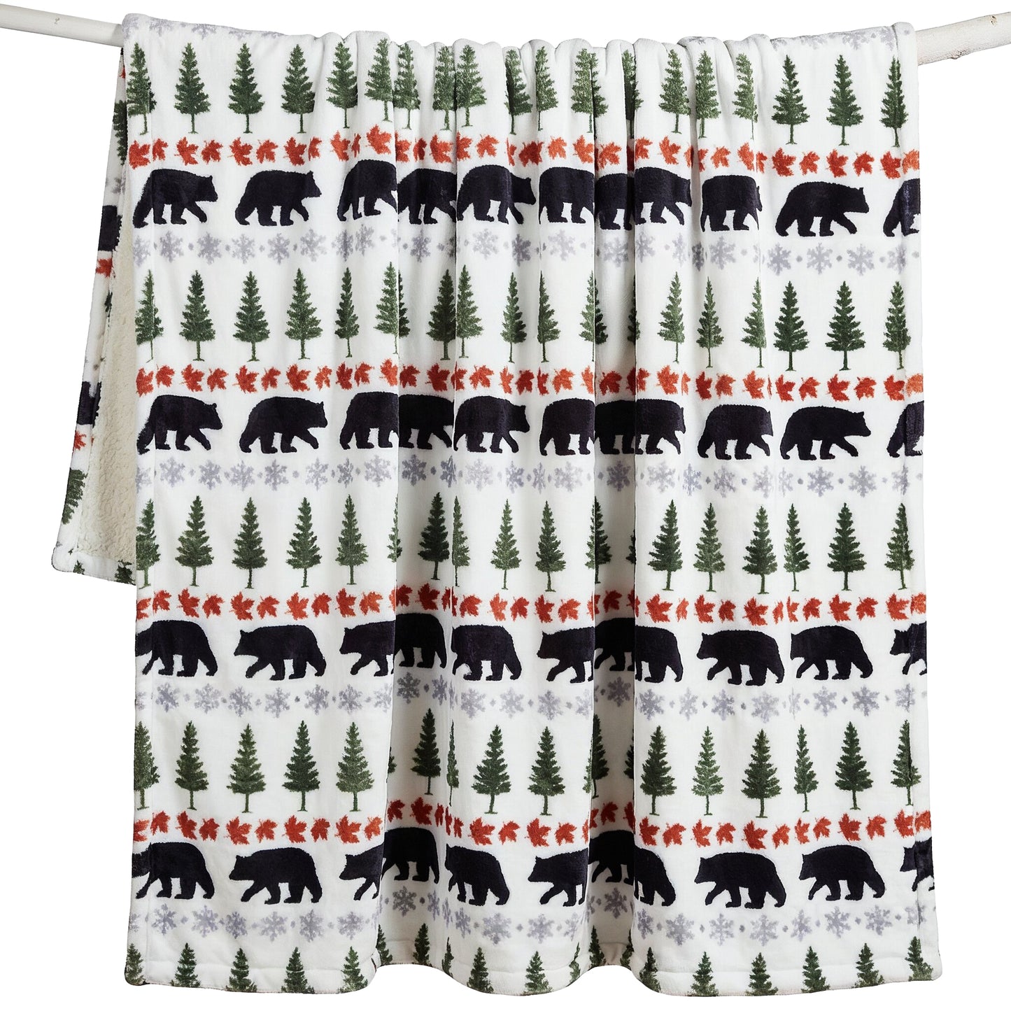 Evergreen Bear Plush Sherpa Throw