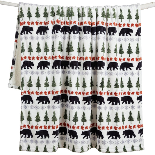 Evergreen Bear Plush Sherpa Throw
