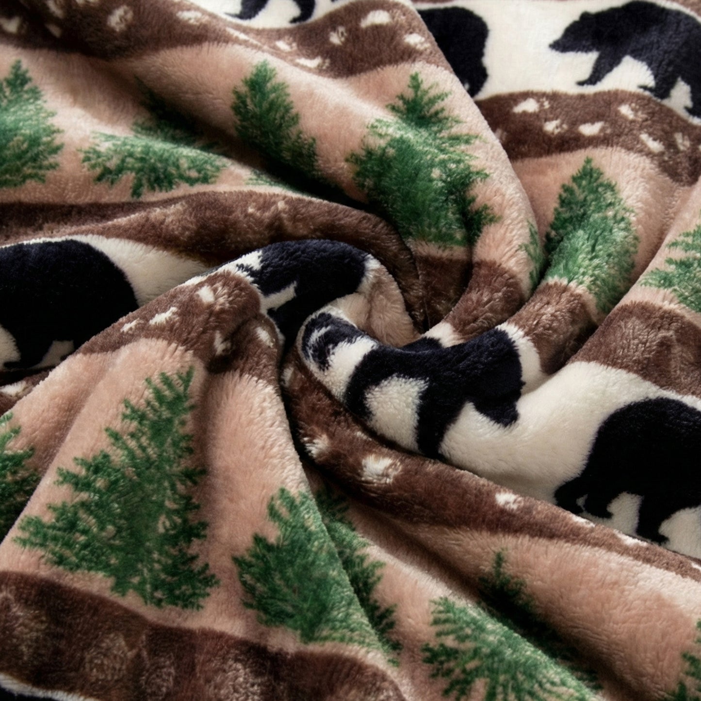 Prints and Pinecones Plush Sherpa Throw