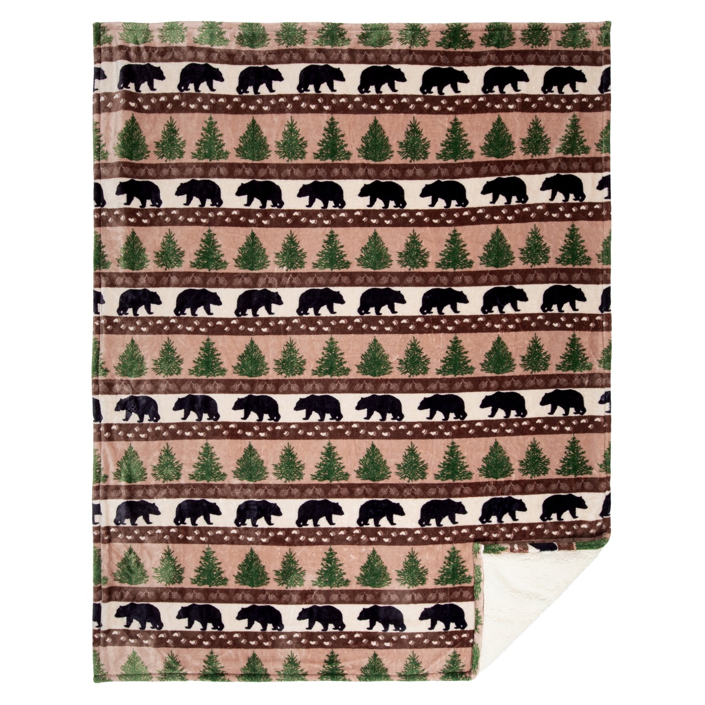Prints and Pinecones Plush Sherpa Throw