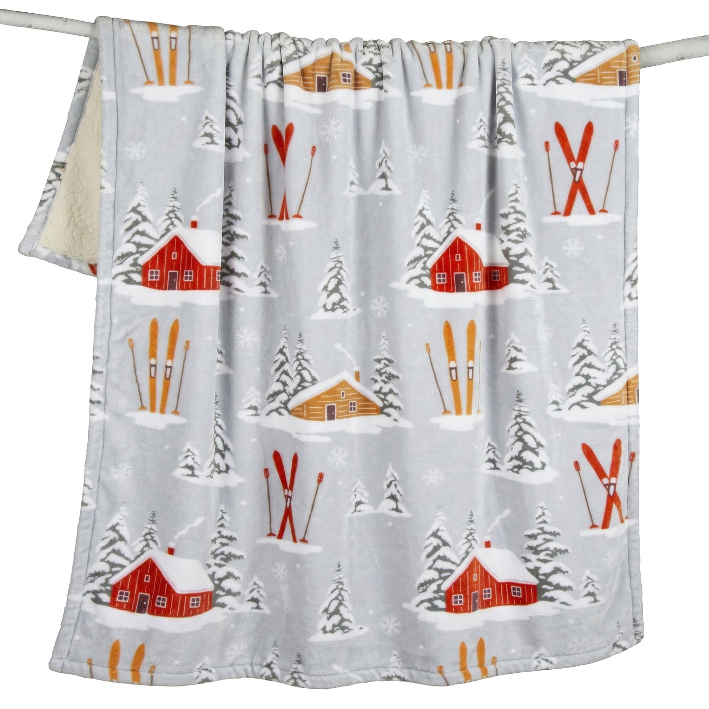 Snowy Cabin Plush Sherpa Throw