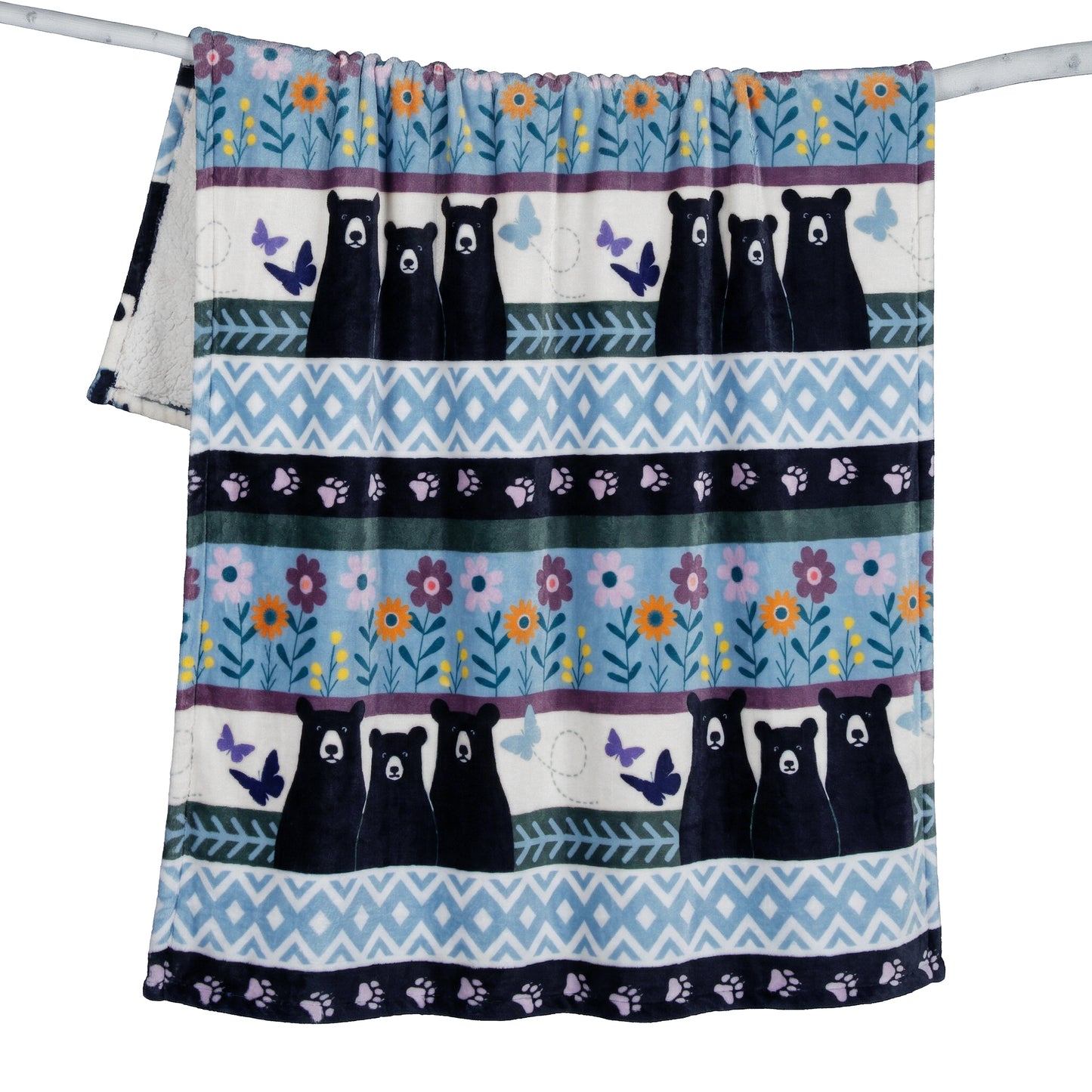 Bear Garden Plush Sherpa Throw